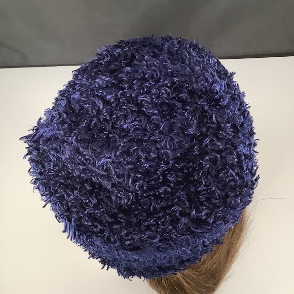 Vintage Womens Navy Blue Winter Shag Beanie OS - Picture 6 of 9